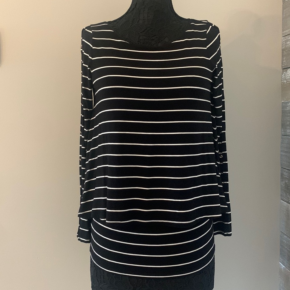 White House Black Market, size XS, black and white stripe double layer top